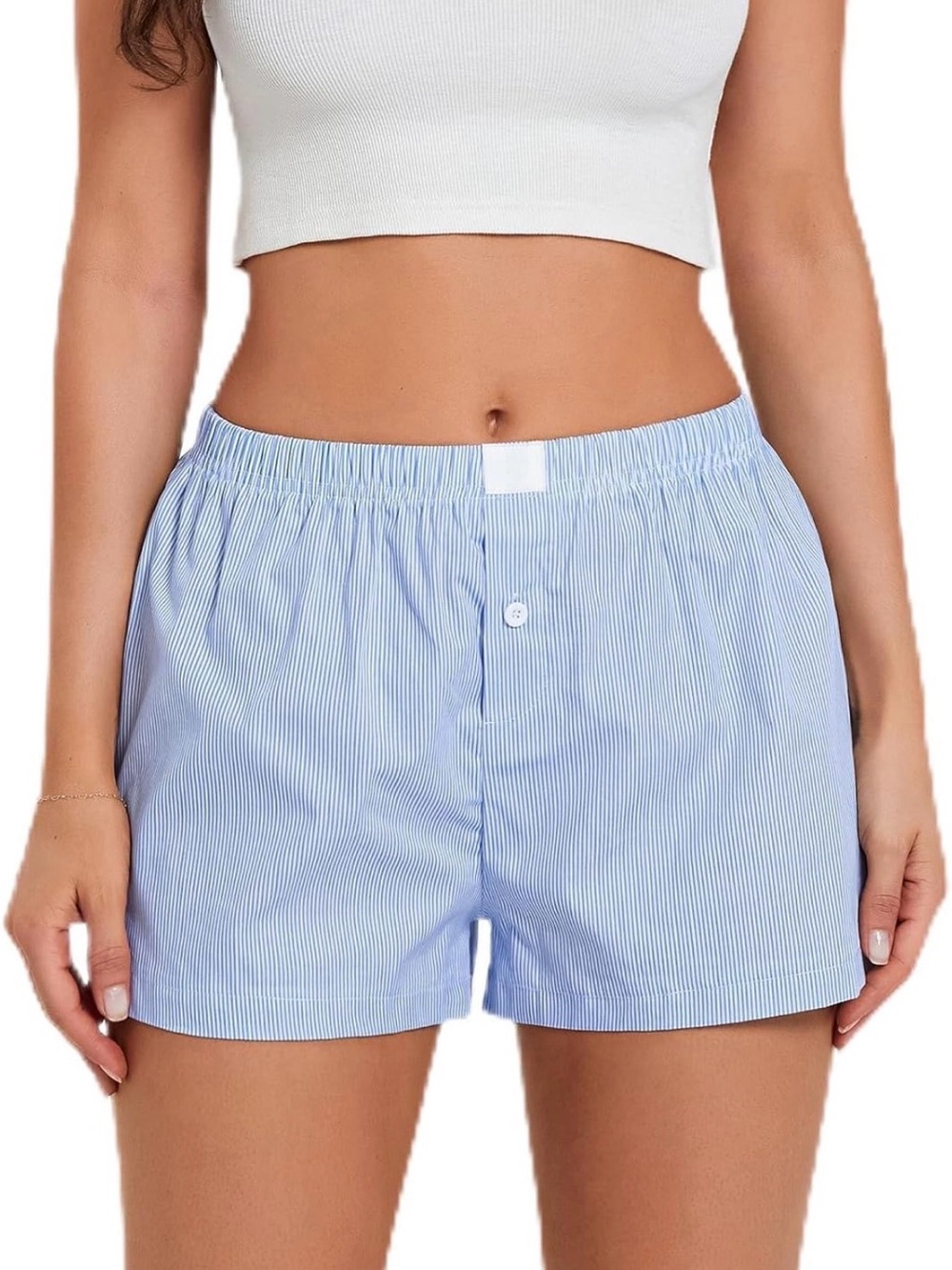 Light Blue Pinstripe Women’s Boxer Shorts